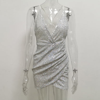 Halter Mini Sequin Dress