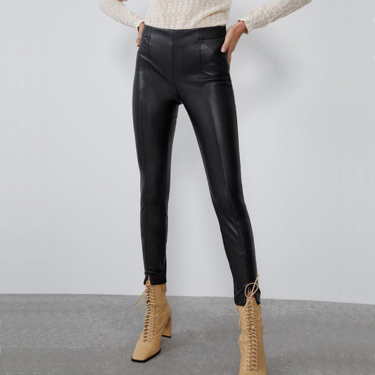 Mid-Rise Faux Leather Leggings