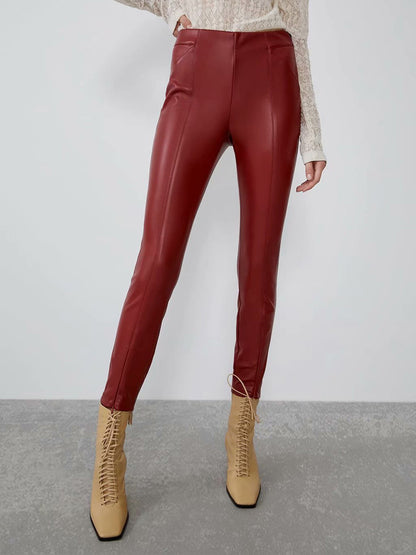 Mid-Rise Faux Leather Leggings