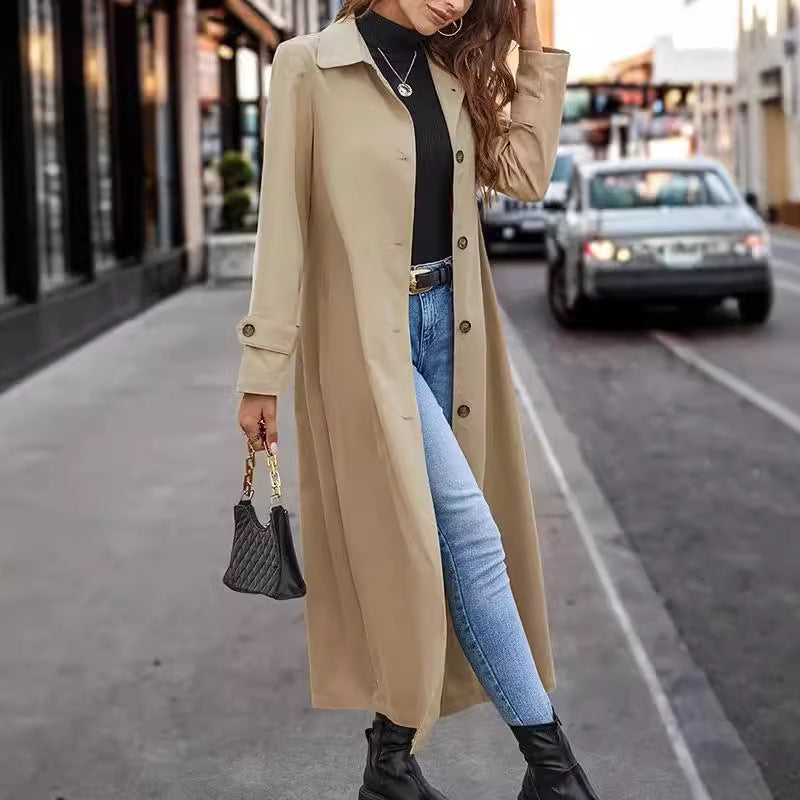 Casual Button Long Trench Coat