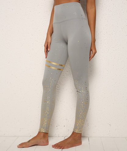 Gold Dot Striped Print Leggings