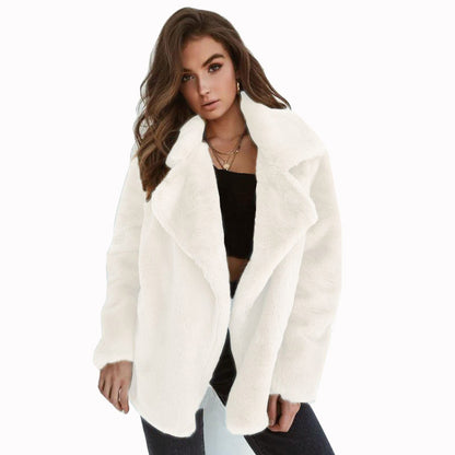 Plush Lapel Woolen Coat