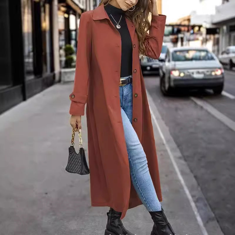 Casual Button Long Trench Coat