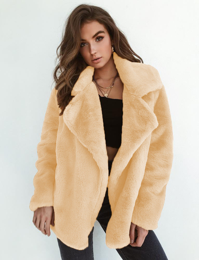 Plush Lapel Woolen Coat