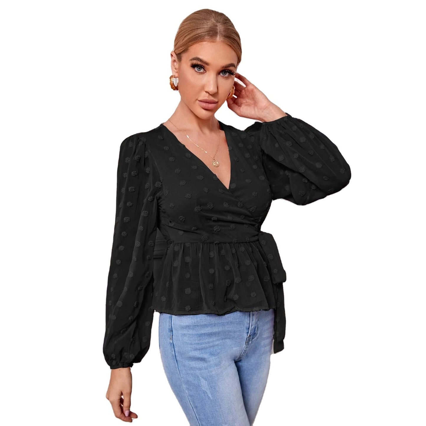 Chiffon V-neck Slim-fit Blouse