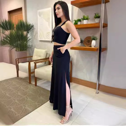 Spaghetti-Strap Top Long Skirt Sets