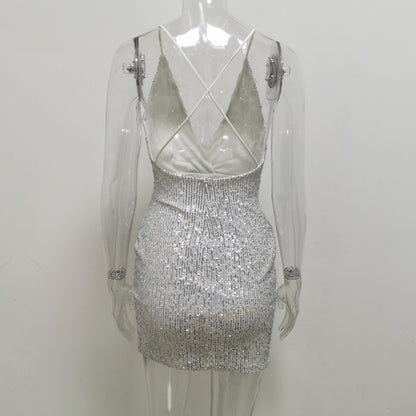 Halter Mini Sequin Dress