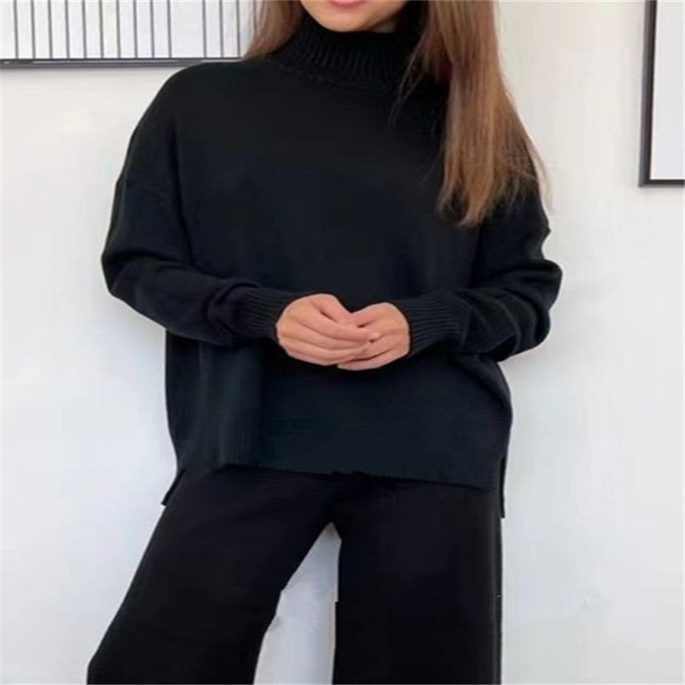 Knitted Turtleneck 2 Piece Sets