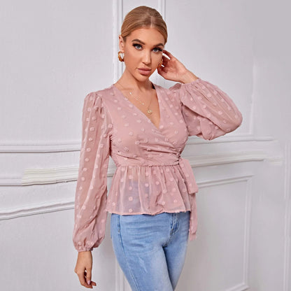 Chiffon V-neck Slim-fit Blouse