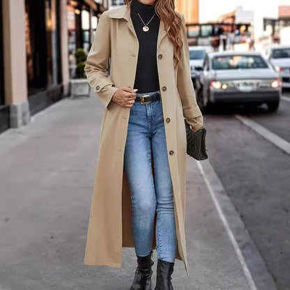 Casual Button Long Trench Coat