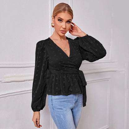 Chiffon V-neck Slim-fit Blouse