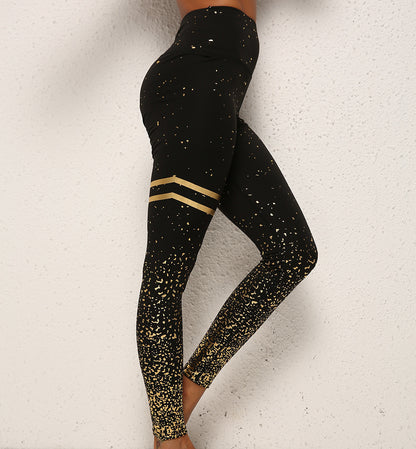 Gold Dot Striped Print Leggings