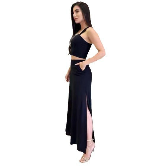 Spaghetti-Strap Top Long Skirt Sets